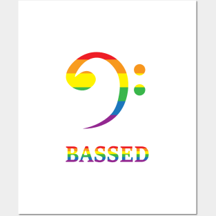 Bass clef for the based in Rainbow colours : Bassed clef LGBTQ Posters and Art